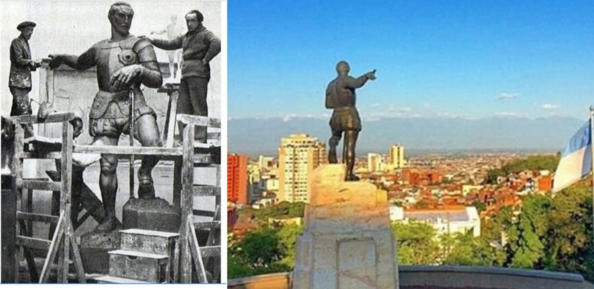 Victor Macho, escultor español en 1937 antes de instalar su obra "Sebastián de Belalcazar"