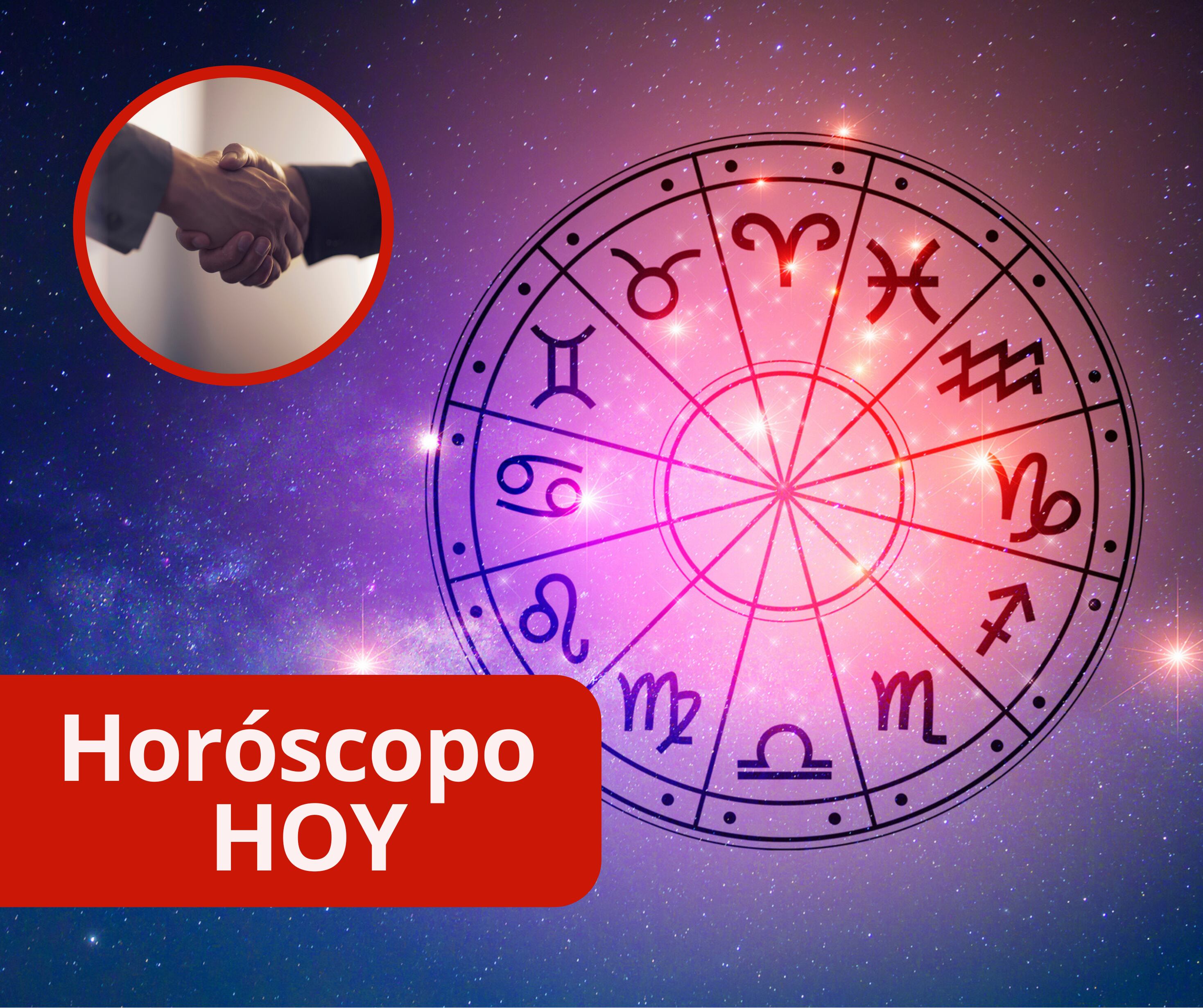 Horóscopo y dos hombres estrechando las manos (Fotos vía Getty Images)