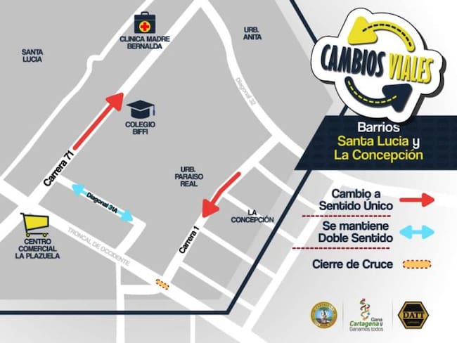 Cambios viales en barrios Santa Lucía y Concepción en el sur de Cartagena