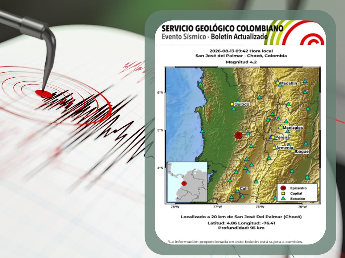Se registró nuevo temblor de 4.2 HOY 13 de agosto en San José del Palmar, Chocó, según el SGC