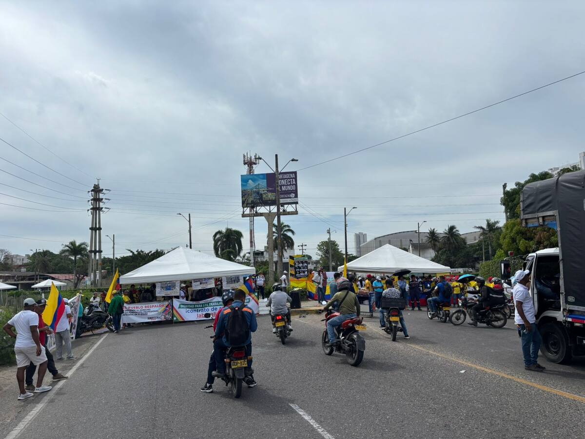 Paro nacional: así está el bloqueo en Mamonal, zona industrial de Cartagena