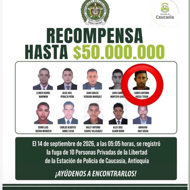 Recapturan uno de los 10 fugados de la estación de Policía de Caucasia. Foto: Séptima División del Ejército Nacional.