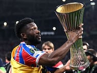 LEIPZIG, GERMANY - MAY 27: Jefferson Lerma of Crystal Palace celebrates at the end of the UEFA Conference League Final 2026 match between Crystal Palace FC and Rayo Vallecano de Madrid at Football Arena Leipzig on May 27, 2026 in Leipzig, Germany. (Photo by Image Photo Agency/Getty Images)