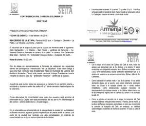 Contingencia vial en Armenia por competencia ciclistica