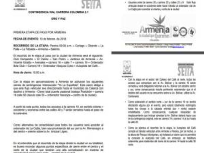 Contingencia vial en Armenia por competencia ciclistica