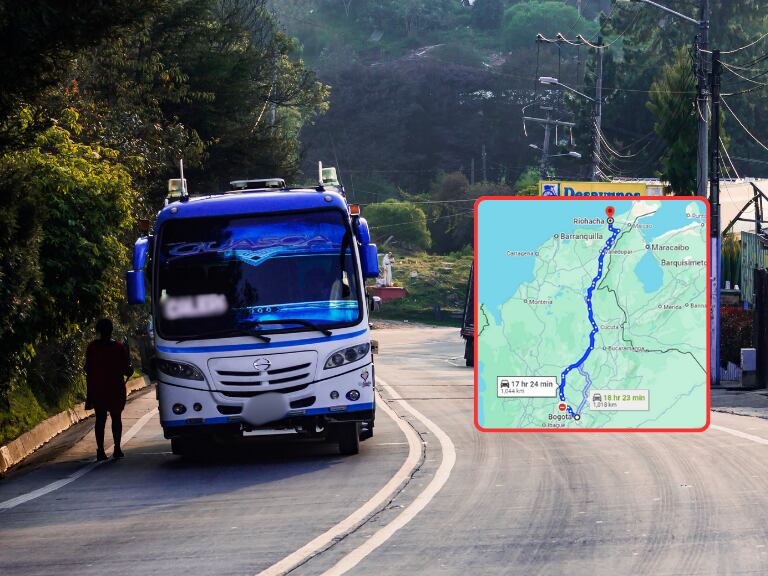 Bus en una carretera del país / Mapa de la ruta más larga en bus (Getty Images)