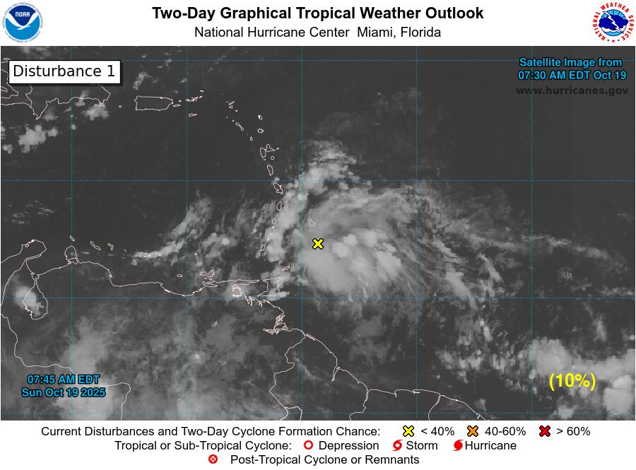 Sistema con potencial ciclónico podría ingresar al mar Caribe. FOTO: Centro Nacional de Huracanes de Estados Unidos