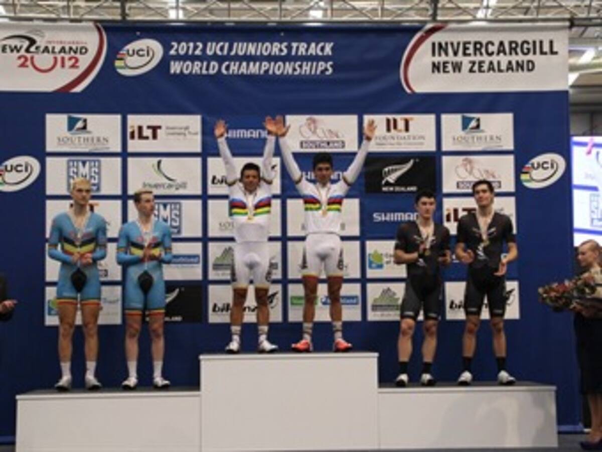 Dos colombianos son los nuevos campeones mundiales juveniles de la Madison en Nueva Zelanda