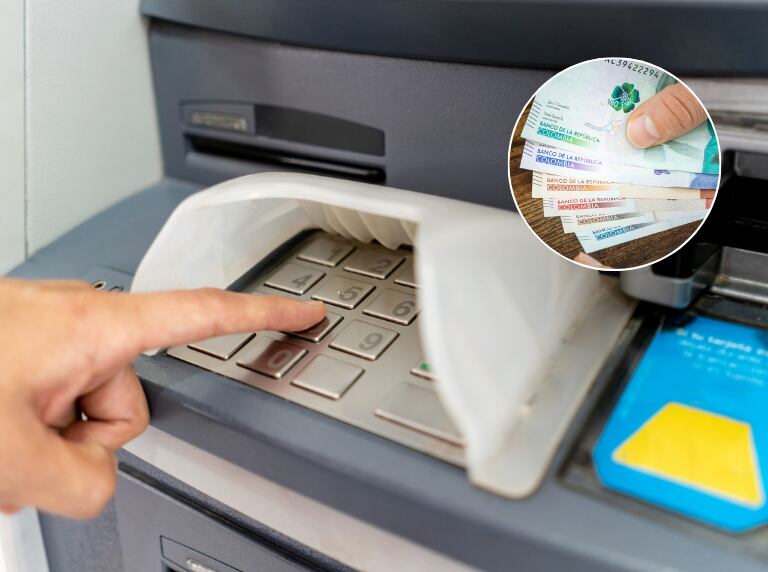 Persona retirando dinero del cajero / Dinero colombiano (Getty Images)