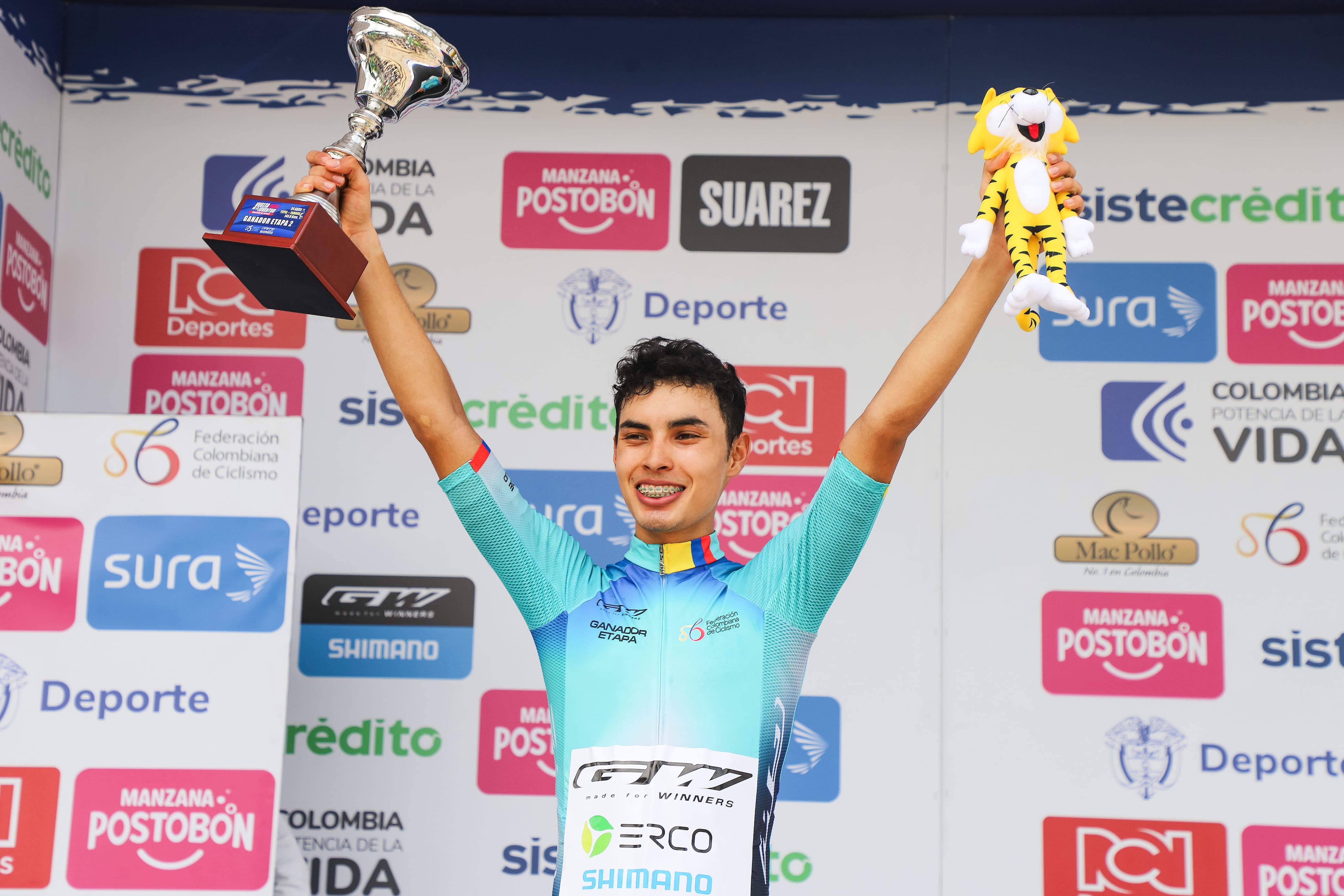 Diego Pescador, ciclista quindiano ganador segunda etapa vuelta a la juventud 2024, Foto Cortesía Vuelta a la Juventud.