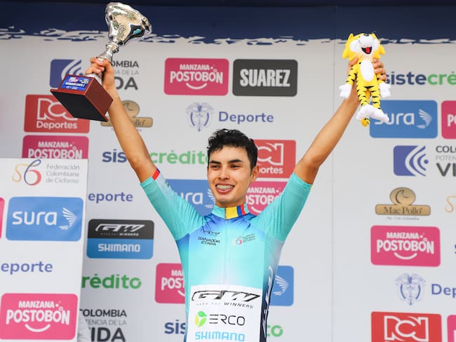 Diego Pescador, ciclista quindiano ganador segunda etapa vuelta a la juventud 2024, Foto Cortesía Vuelta a la Juventud.