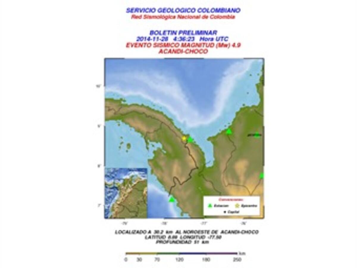 Sismo de 4.9 sacudió el departamento de Chocó