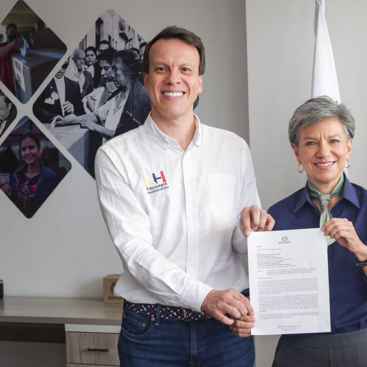 Claudia López y Leonardo Huerta inscriben tercera consulta presidencial; siguen esperando a Fajardo