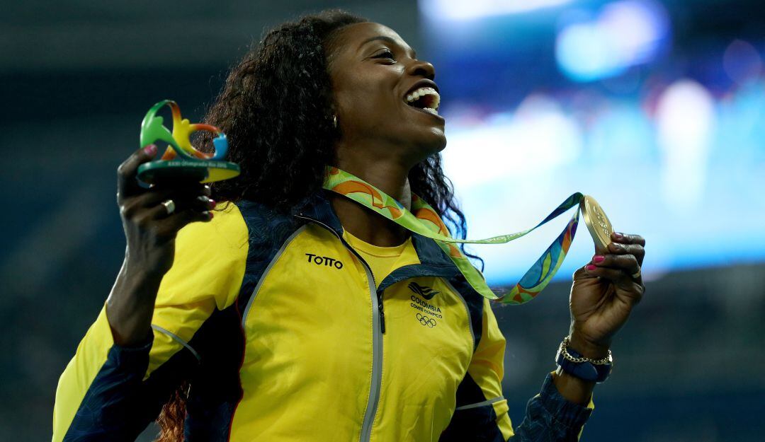 Caterine Ibargüen festeja con el oro de Río de Janeiro 2016
