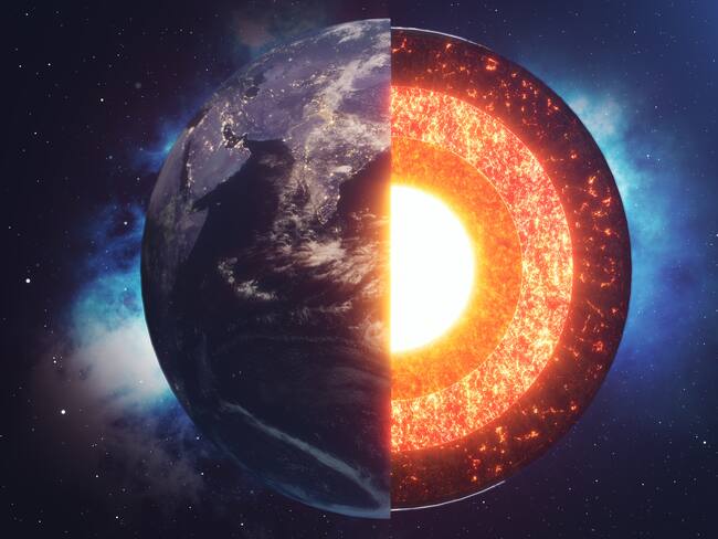 Ilustración del núcleo de la tierra. Foto: Getty Images/NASA