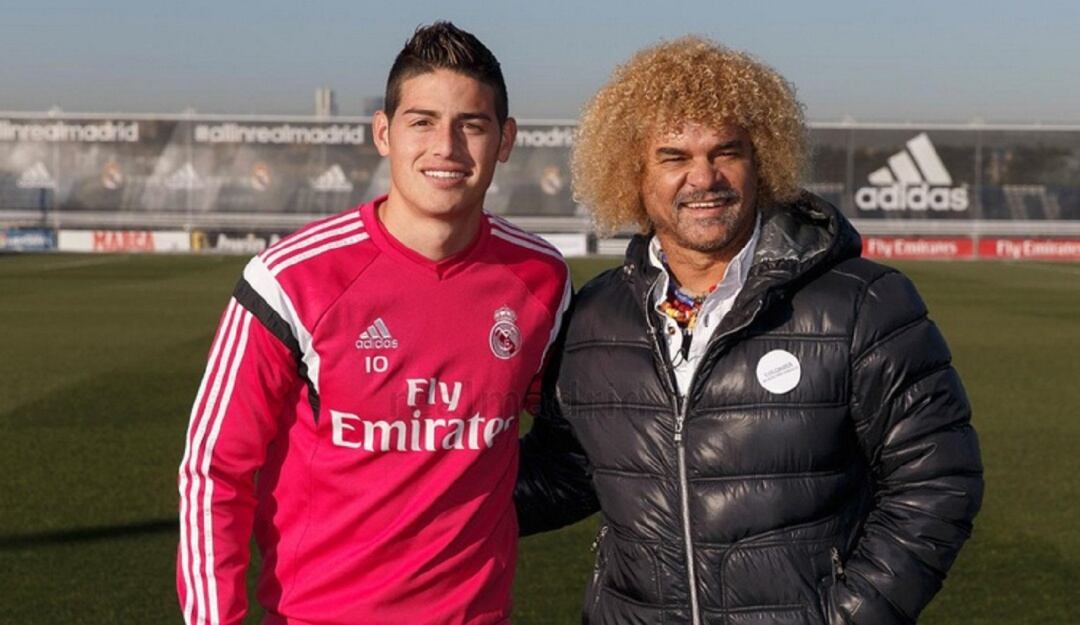 James Rodríguez junto al Pibe Valderrama en Valdebebas.