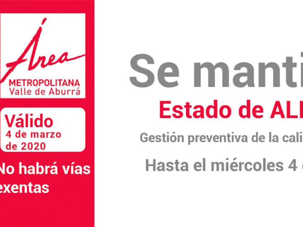 Extienden un día más alerta ambiental en Valle de Aburrá