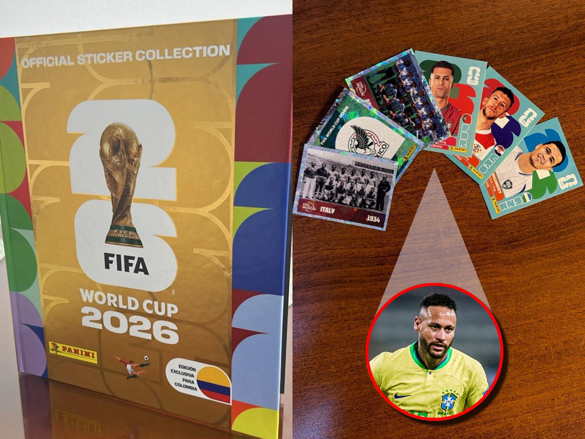 Panini confirma a Neymar en álbum de Mundial 2026: ¿cuándo sale el kit de actualización en Colombia? Foto: Caracol Radio y Getty Images.