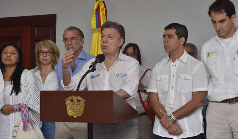 El presidente Juan Manuel Santos cuando se dirigía a la prensa en la ciudad de Barranquilla.