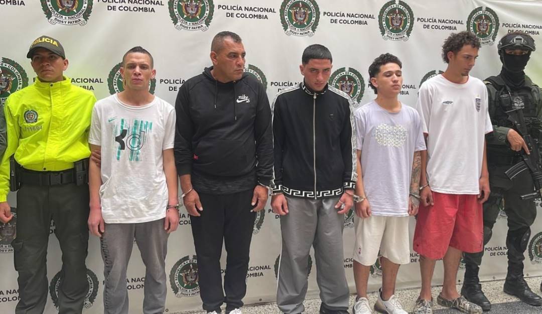 Captura de presuntos integrantes de la banda delincuencial "Los Chivos". Foto: cortesía. 