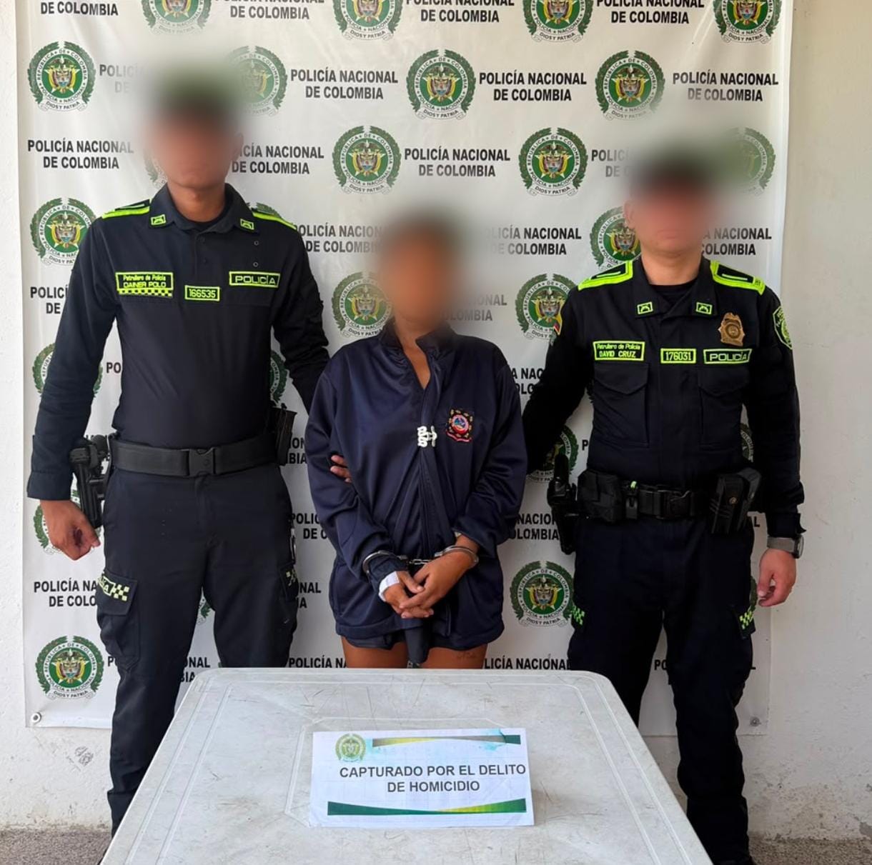 Capturada por homicidio. // Policía de Bolívar