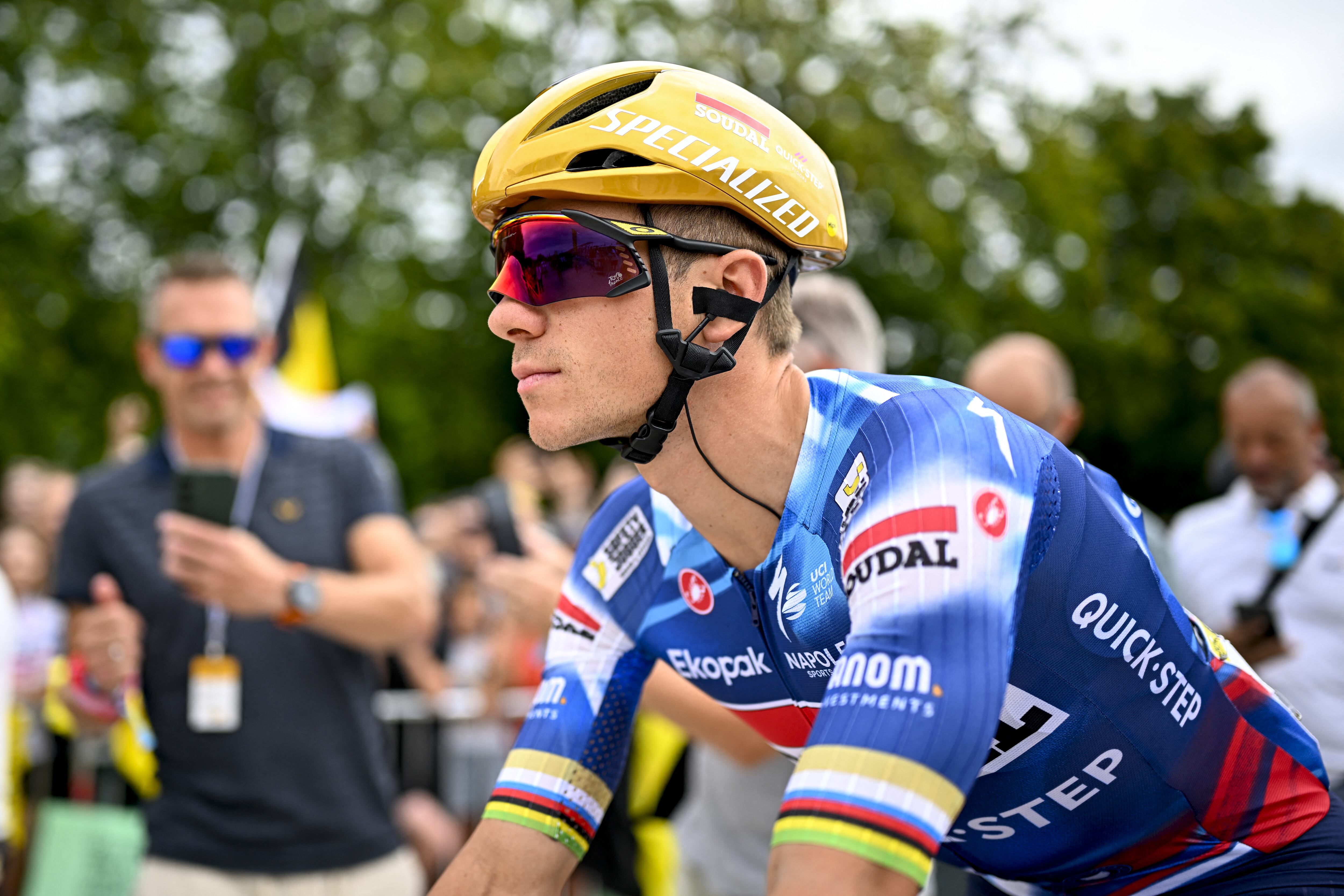 Dura crítica de Remco Evenepoel, tras el percance sufrido en la etapa 1 del Tour de Francia 2025 (Photo by JASPER JACOBS / BELGA MAG / Belga via AFP) (Photo by JASPER JACOBS/BELGA MAG/AFP via Getty Images)