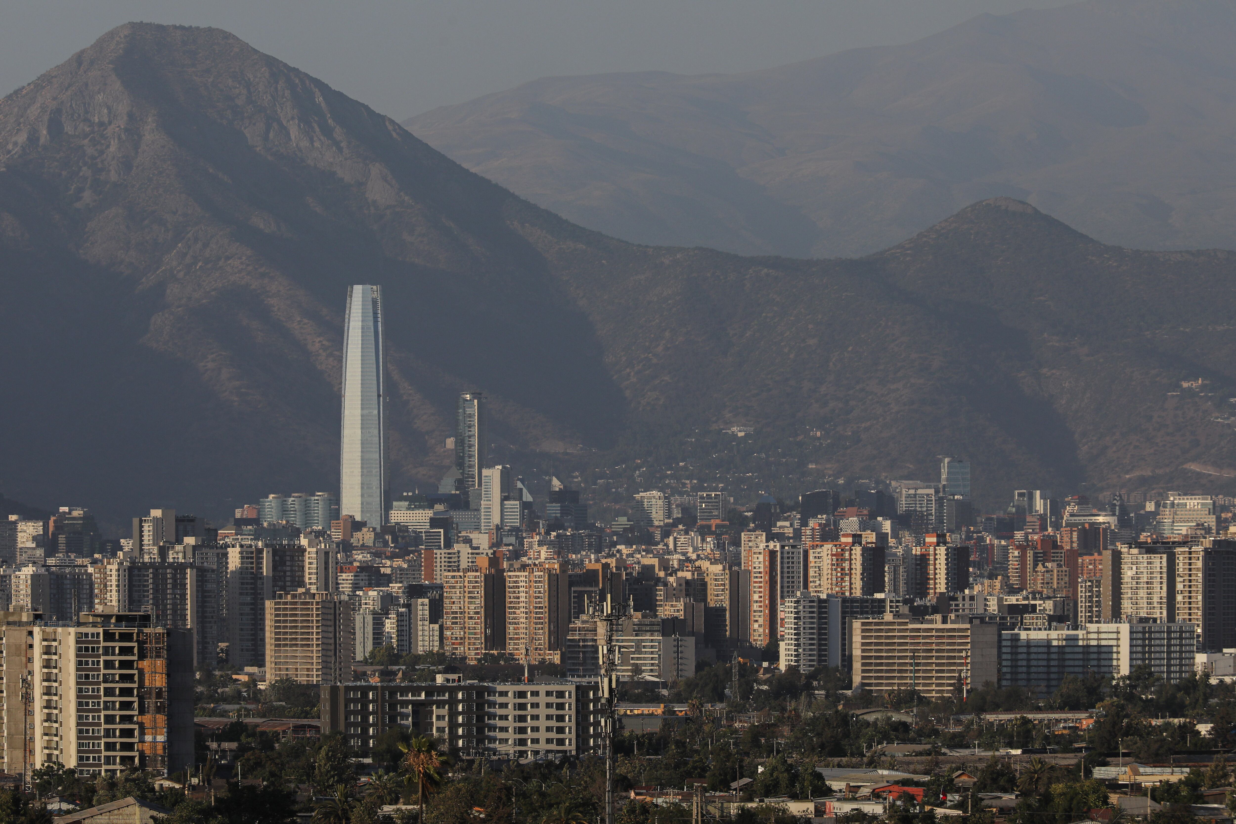 SANTIAGO, METROPOLITANA, CHILE - 2024/01/13: General view of Chile's largest building, the Costanera Center, is seen from a building in Santiago, Chile. (Photo by Lucas Aguayo Araos/SOPA Images/LightRocket via Getty Images)