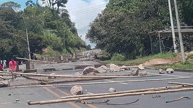 Bloqueos por el paro agrario en Cauca. Foto: Colprensa