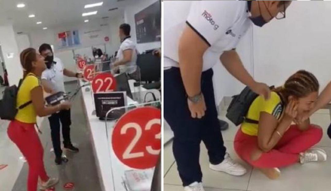 (Video) Mujer se salió de control en local comercial de Cartagena
