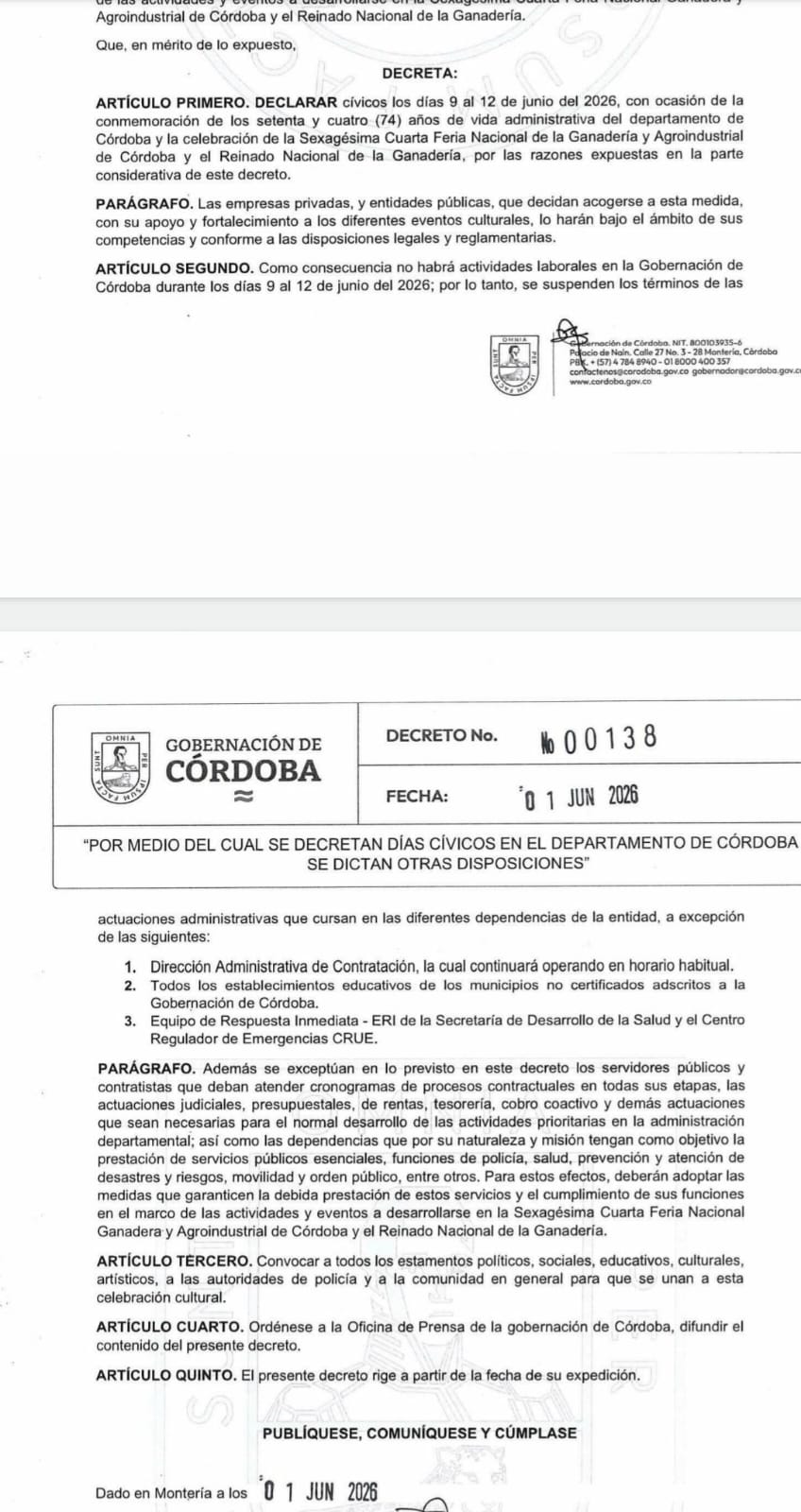 Decreto que regula la semana cívica.