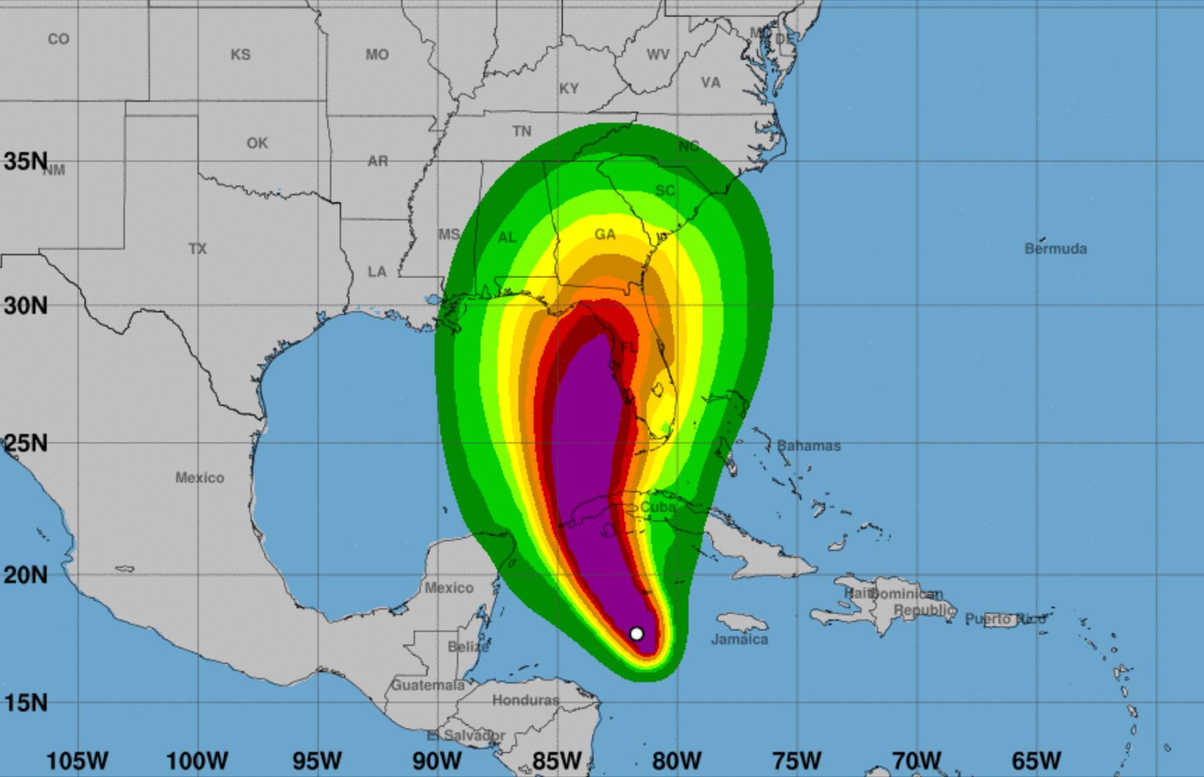 Tormenta Ian se convierte en huracán y declaran estado de emergencia en Florida. Foto: Centro Nacional de Huracanes EE.UU.