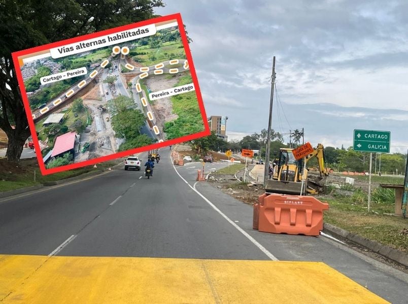 Cierre de la vía Cartago - Pereira (foto: Caracol Radio - Vías del Samán)