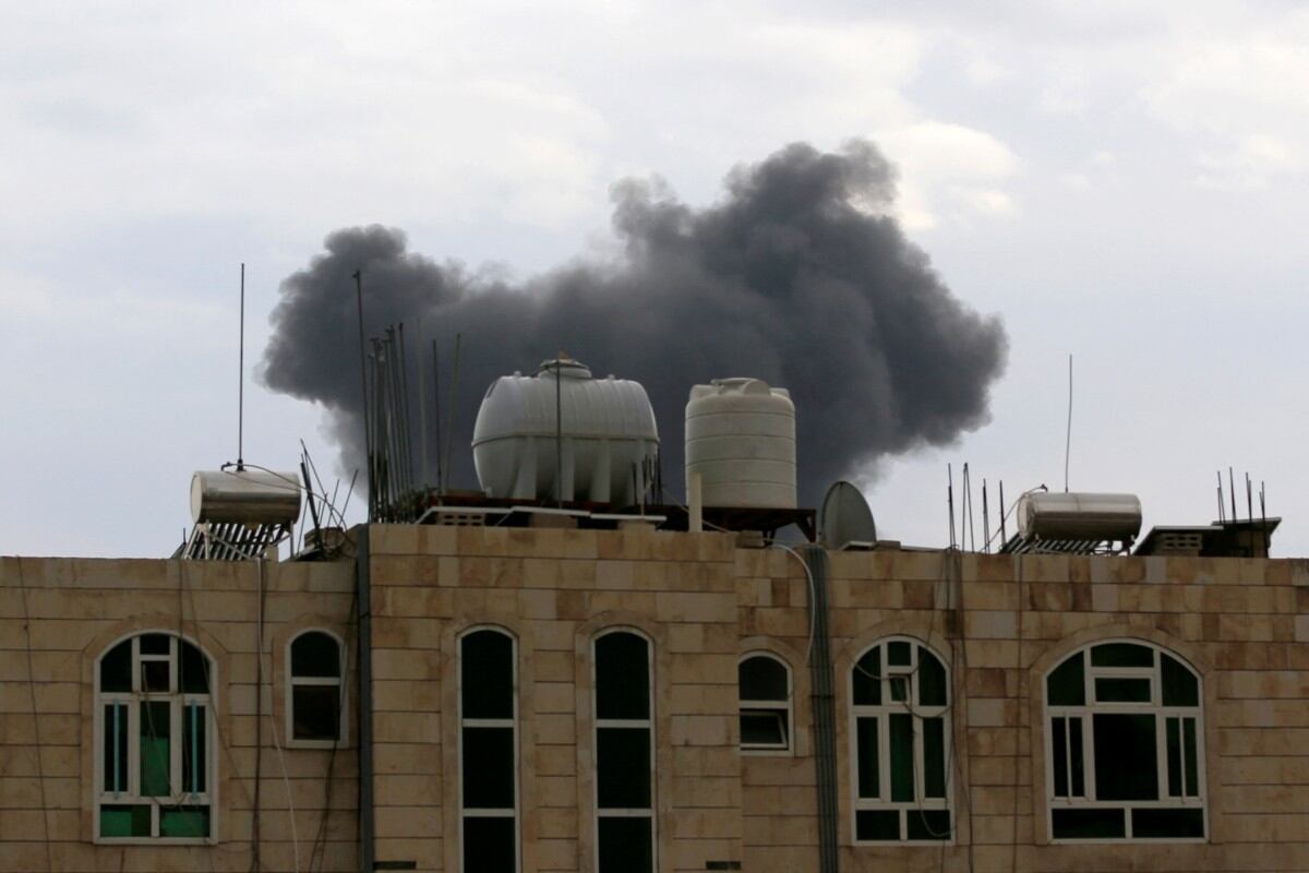 Smoke billows after Israeli strikes on Yemen's Huthi-held capital Sanaa on September 10, 2025. Israel's military said it struck Huthi rebel targets in Yemen on September 10, including in the capital Sanaa, as AFP journalists reported strikes on the Huthi armed forces building. (Photo by Mohammed HUWAIS / AFP)