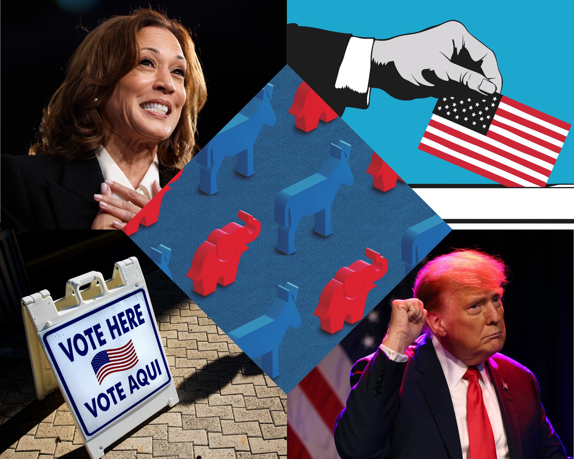 Los estados bisagra, también conocidos como pendulares, son lugares clave de disputa electoral dado que su población no mantiene una tendencia de lado demócrata o republicano. 
( Foto: Caracol Radio / Getty )