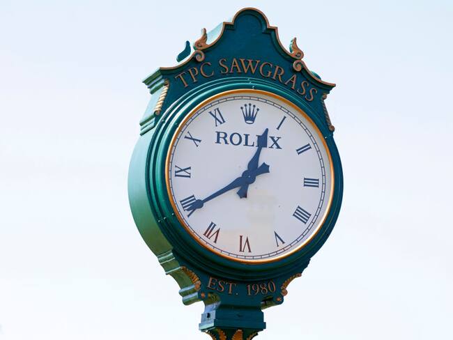 PONTE VEDRA BEACH, FL - MARCH 08: A general view of the clock near the practice range on March 8, 2023, during practice for THE PLAYERS Championship at TPC Sawgrass in Ponte Vedra Beach, Florida. (Photo by Brian Spurlock/Icon Sportswire via Getty Images)