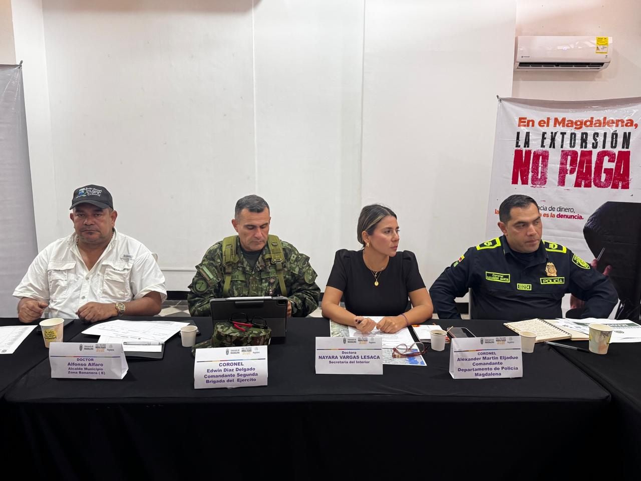 Gobernación lidera Consejo de Seguridad tras hechos de inseguridad en Zona Bananera. Foto: Gobernación. 