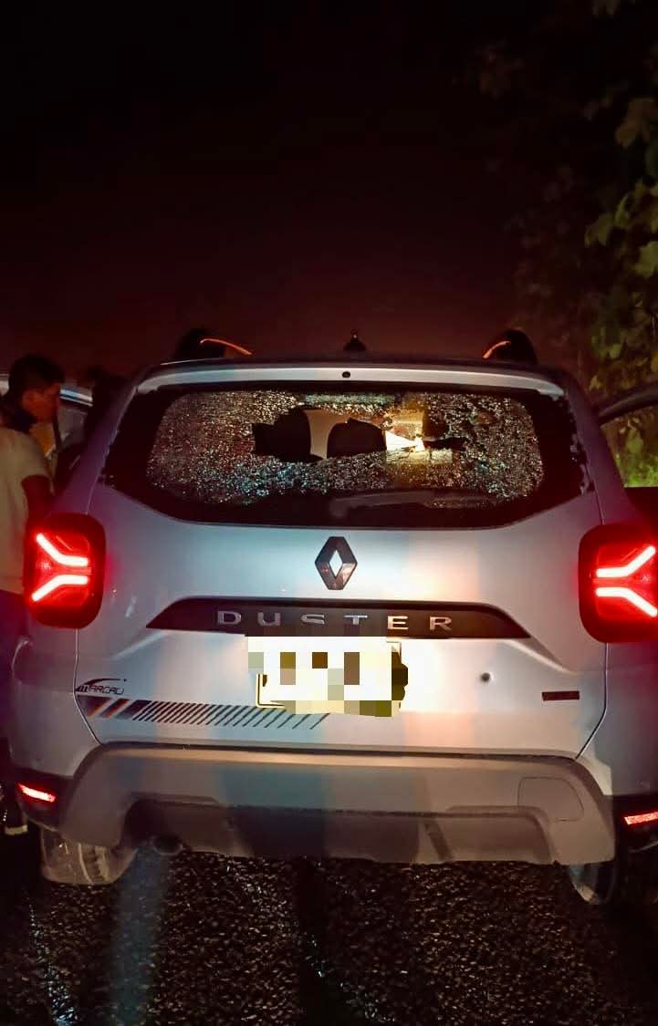 Vehículo impactado con arma de fuego en Barbacoas . Foto: Cortesía