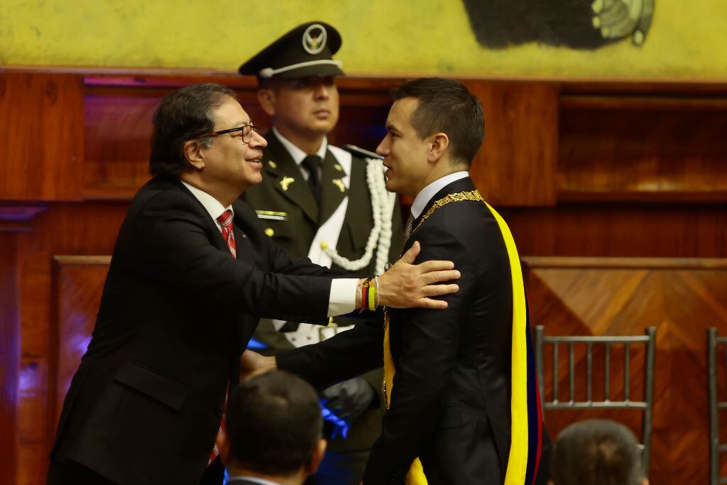 Gustavo Petro y Daniel Noboa. Foto: Franklin Jacome/Getty Images.