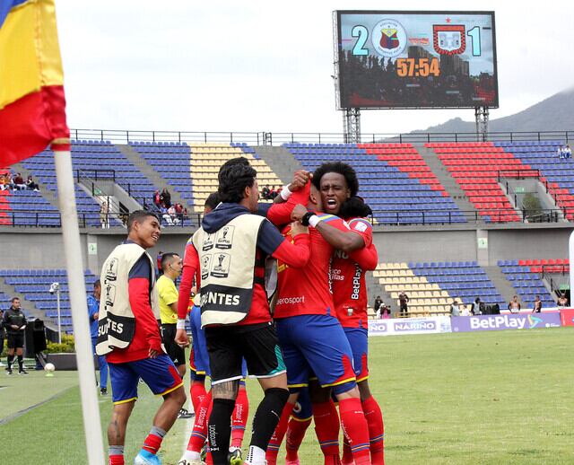 Deportivo pasto celebrando gol contra el Boyacá Chico (Colprensa)