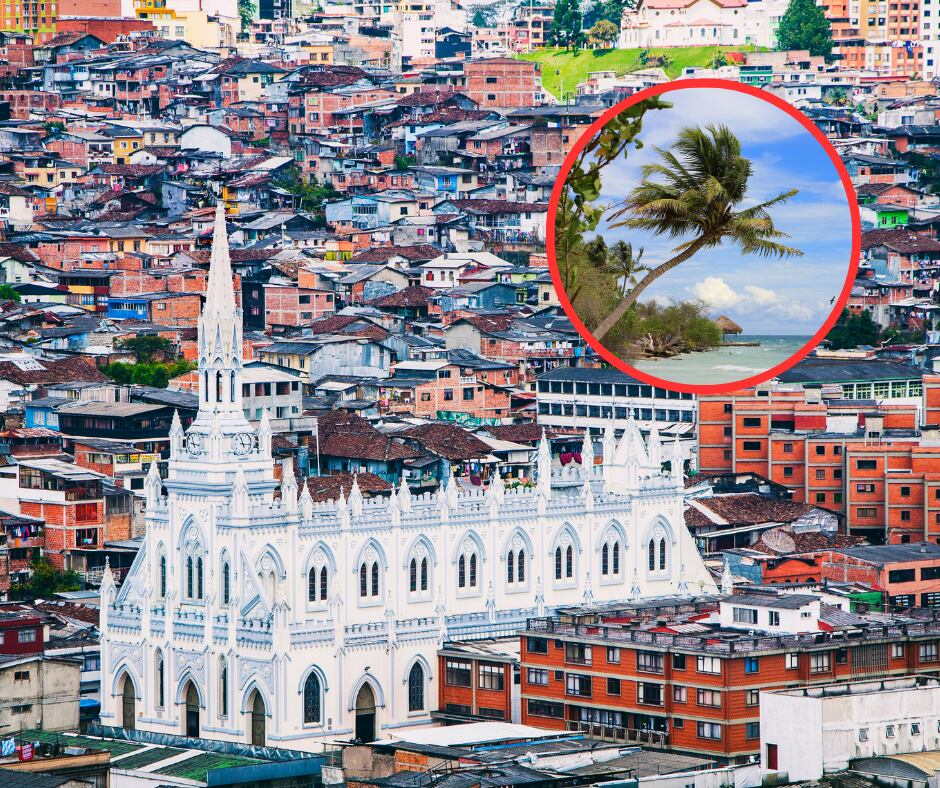 Panorámica de Manizales y playa en Colombia (Getty Images)