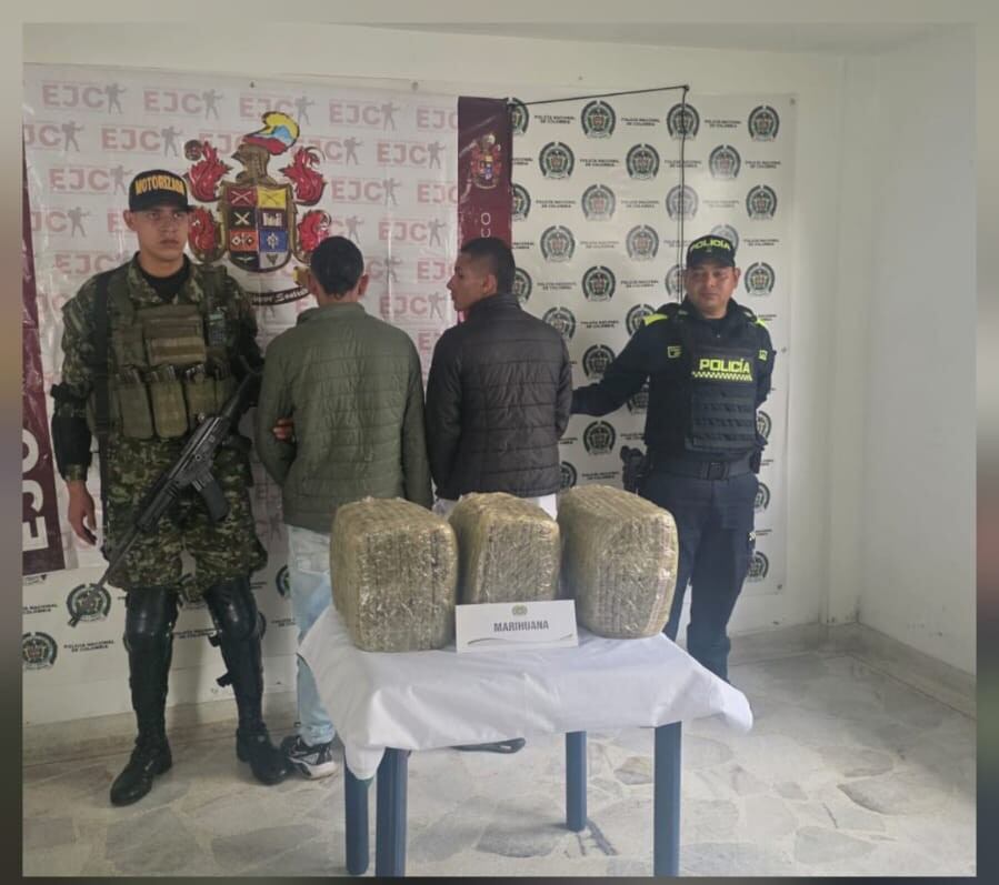 Captura de dos hombres por tráfico de estupefacientes. Foto Novena Brigada 
