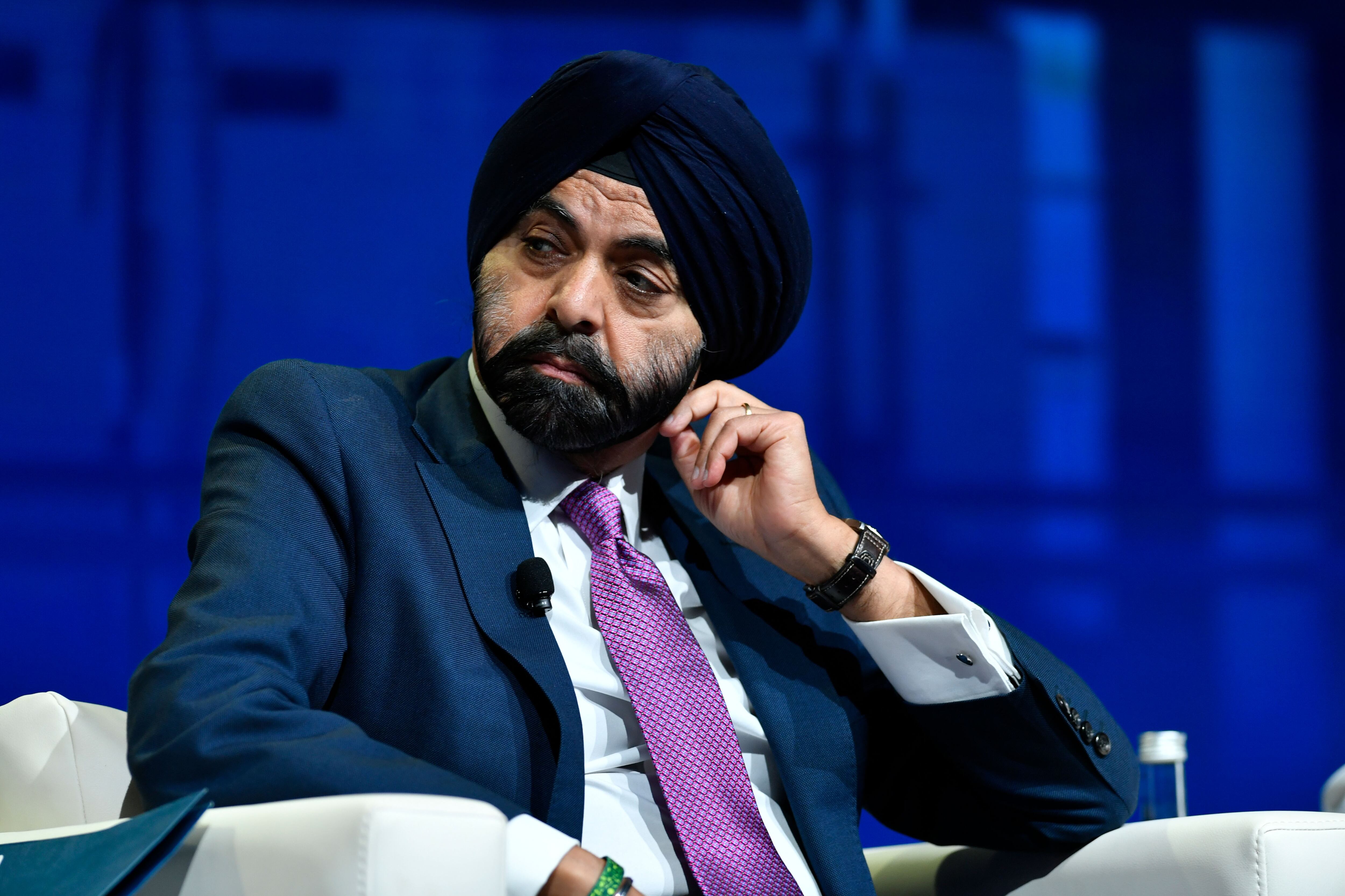 Marrakesh (Morocco), 12/10/2023.- Ajay Banga, President of World Bank Group attends a session during the fourth day of the 2023 Annual Meetings of the International Monetary Fund (IMF) and the World Bank Group (WBG) in Marrakesh, Morocco, 12 October 2023. This year's annual meetings, held from 09 to 15 October 2023, are joined by central bankers, ministers of finance and development, parliamentarians, private sector executives, representatives from civil society organizations and academics. (Marruecos) EFE/EPA/JALAL MORCHIDI