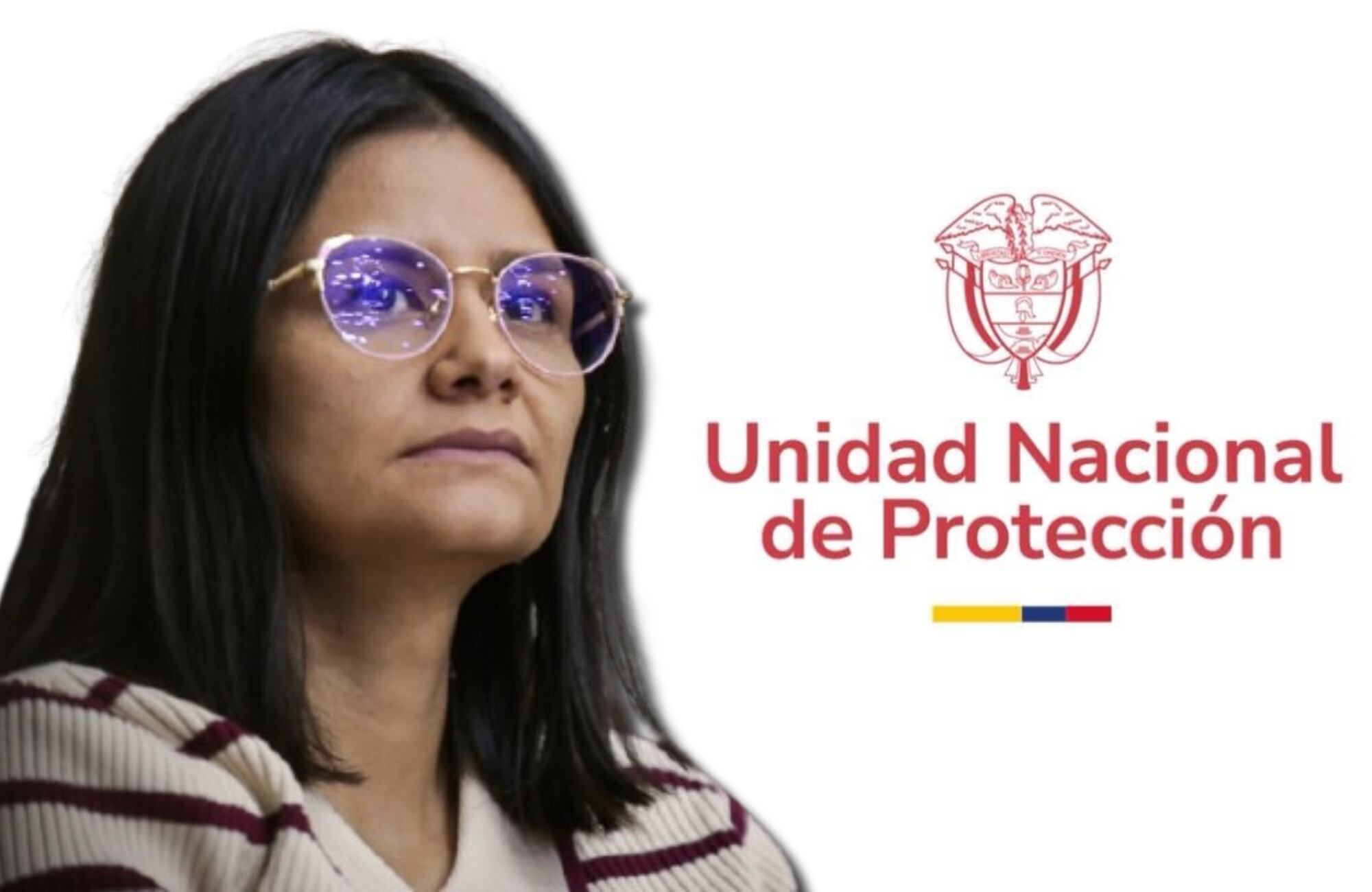 Angie Rodríguez y logo de la UNP. Foto: (Colprensa - Cristian Bayona) / UNP