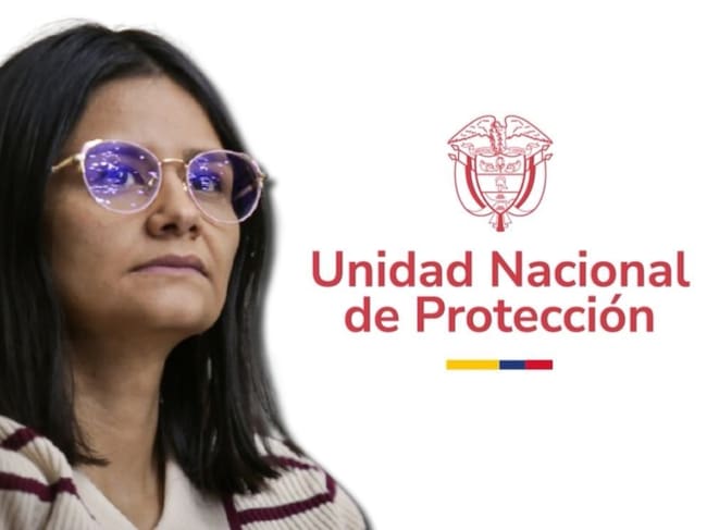 Angie Rodríguez y logo de la UNP. Foto: (Colprensa - Cristian Bayona) / UNP
