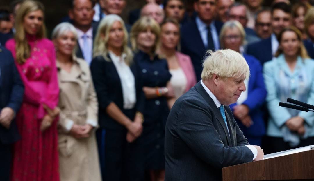 El exprimer ministro británico, Boris Johnson, durante su discurso de salida del cargo.     Foto: Getty 