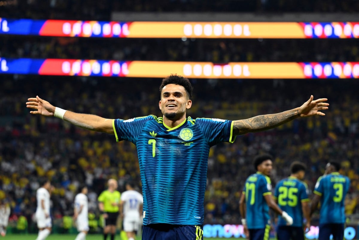 Luis Fernando Díaz tras anotación a Uzbekistán en el Mundial 2026. (Photo by Alfredo ESTRELLA / AFP)