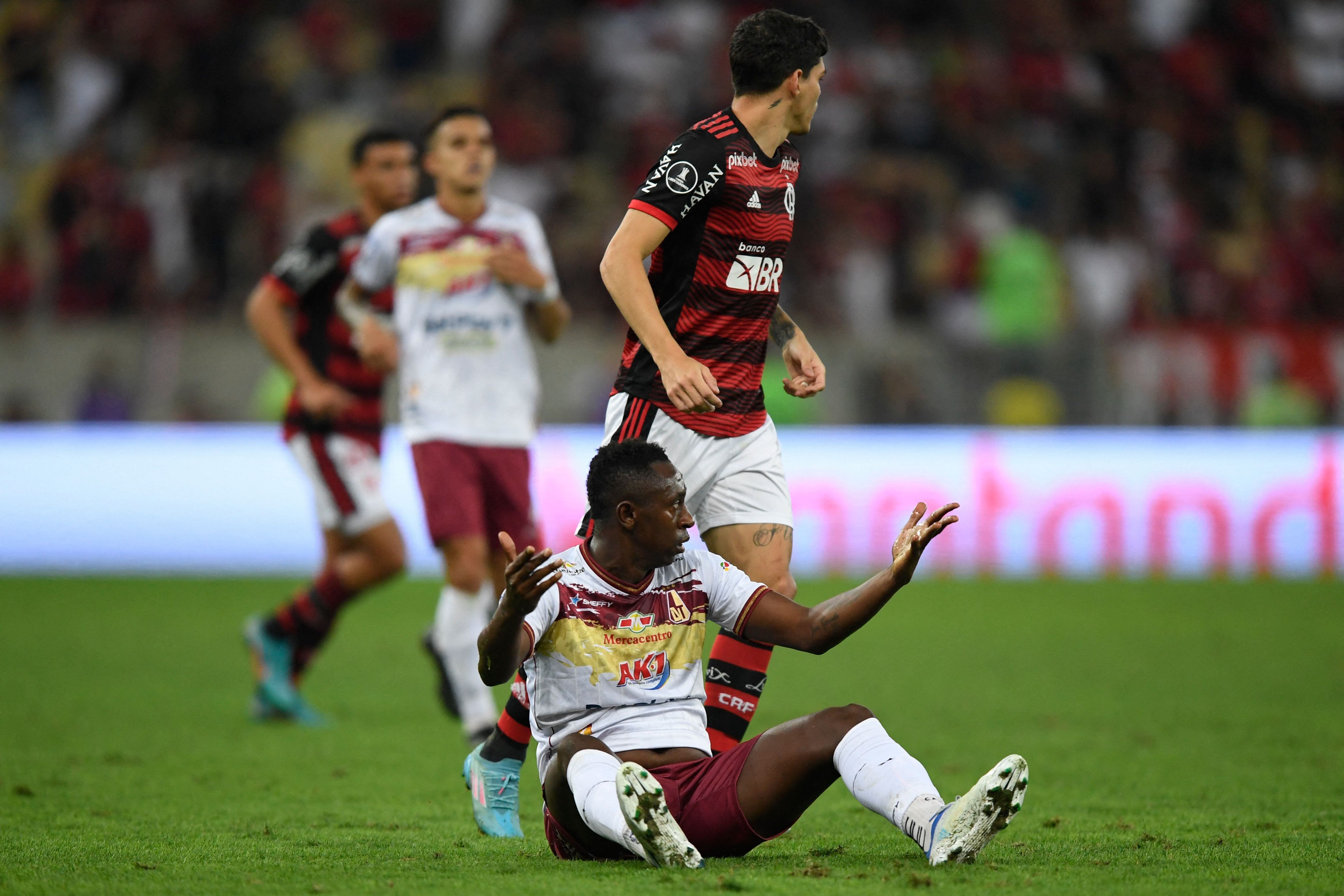 Flamengo Vs. Deportes Tolima.  (Photo by MAURO PIMENTEL / AFP) (Photo by MAURO PIMENTEL/AFP via Getty Images)