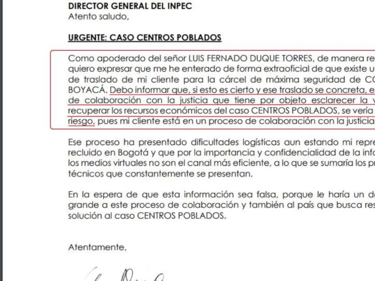 Testigo del caso Centros Poblados suspendería colaboración si lo trasladan de cárcel