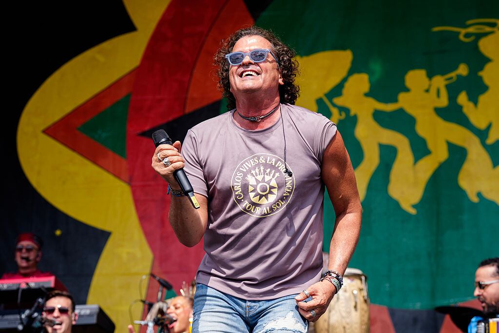 NEW ORLEANS, LOUISIANA - APRIL 26: Carlos Vives performs during 2026 New Orleans Jazz & Heritage Festival at Fair Grounds Race Course on April 26, 2026 in New Orleans, Louisiana. (Photo by Erika Goldring/Getty Images)
