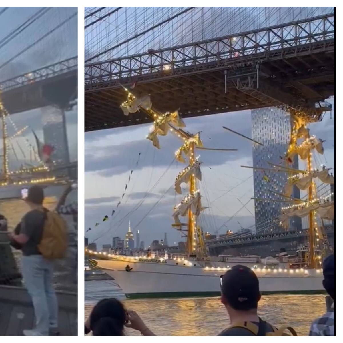 Al menos dos heridos tras choque del velero Cuauhtémoc con puente de Brooklyn, en Nueva York
